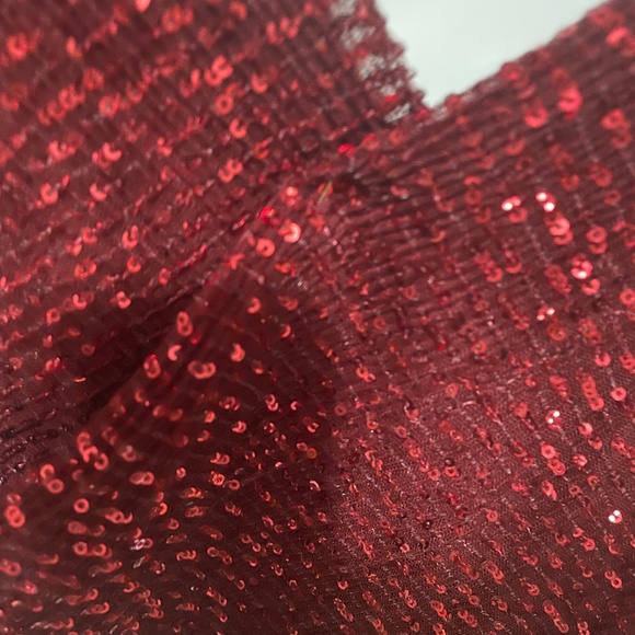 Express L maroon or burgundy sequined show girl tank top spaghetti straps lined - Picture 6 of 12